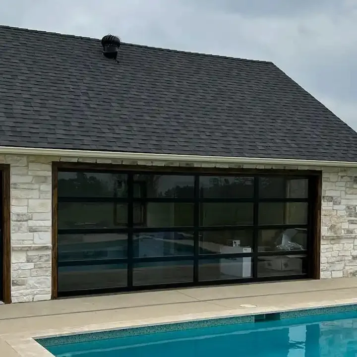 Modern 9x7 Full View Residential Door Aluminum 16x8 Usa Standard Frosted Tempered Glass Garage Doors
