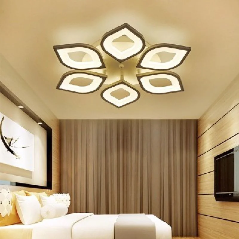 Nordic Light Luxury Led Ceiling Lamp for Aisle Dining Room Acrylic Multiple Heads Petal Lampshade Suitable Bedroom Furniture