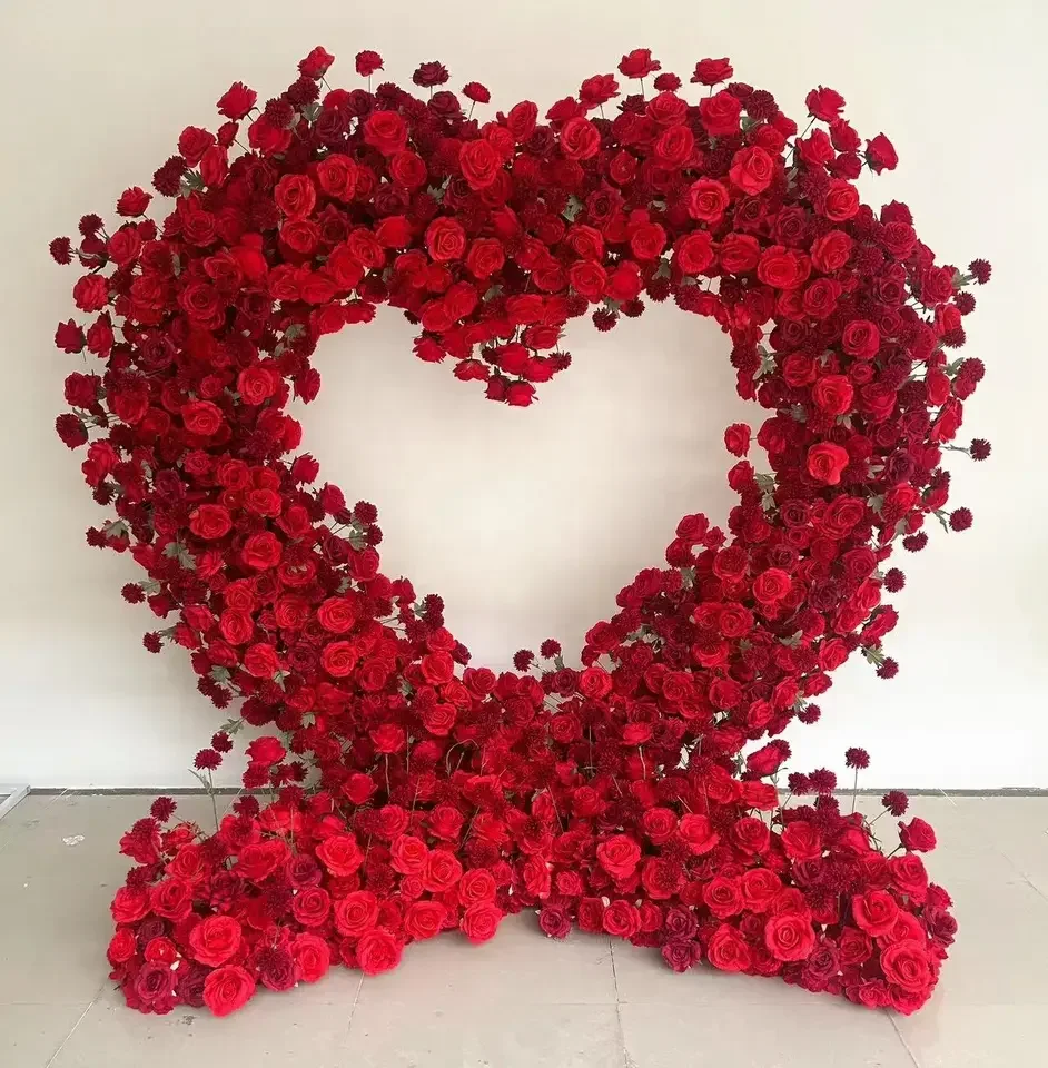 Giant Wedding Flowers Arch Heart Shape Arch Artificial Flowers For ...