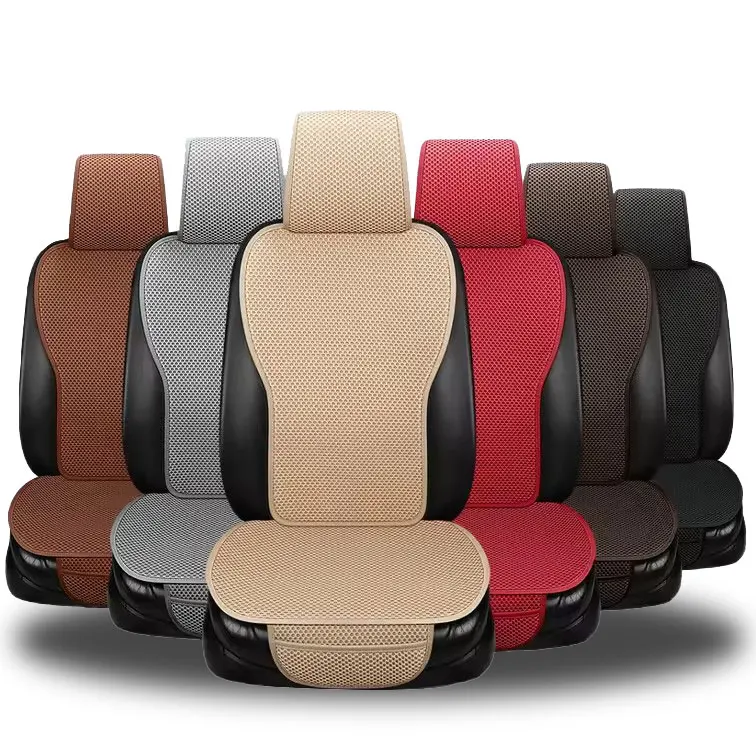 Universal Spring Refreshing  Feel Cool Crochet Ice Silk Ventilated Full Set Car Seat Cushion & Pillows Cover Set