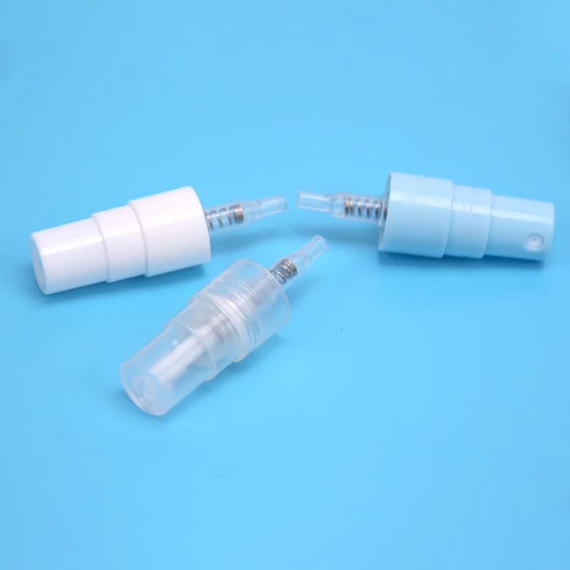 White Transparent Alcohol Disinfectant Spray Head with 11 Teeth Screw Cap Half Cover Perfume Nozzle for Bottle Packing Pumps