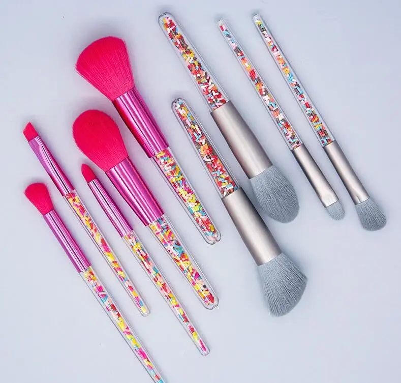 Candy handle soft brush hair high quality travel makeup brush sets 5 pcs 8pcs custom branding