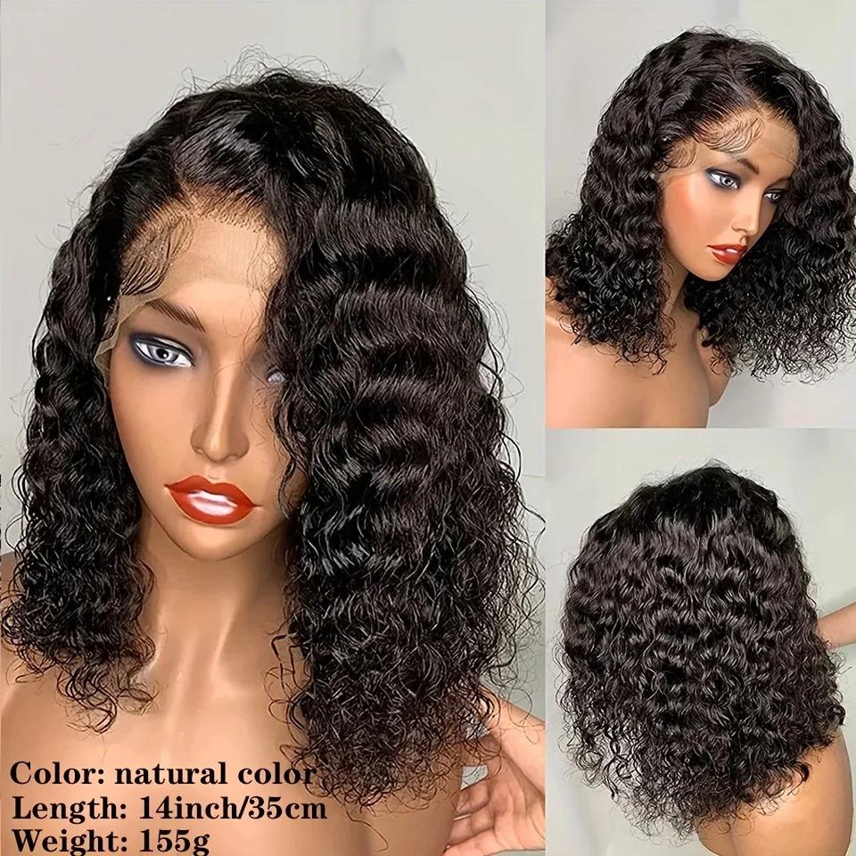 Parrucche Bob Ricci Profondi Pre-Spennate con Capelli Corti Bob Onde Profonde Parrucche di Capelli Umani Parte Laterale Parrucche Frontali in Pizzo Parrucca di Capelli Umani per Donne_voghion.com