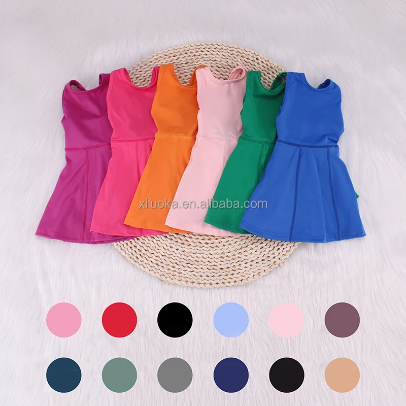 New Style Dress Customized Active Wear Kids Girls Workout Dress Kids