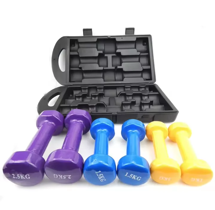 Haltères Hexagonaux SPORTNOW Avec Support - 2x4kg, 2x6kg, 2x8kg, Revêtement Caoutchouc, Poignée Chromée