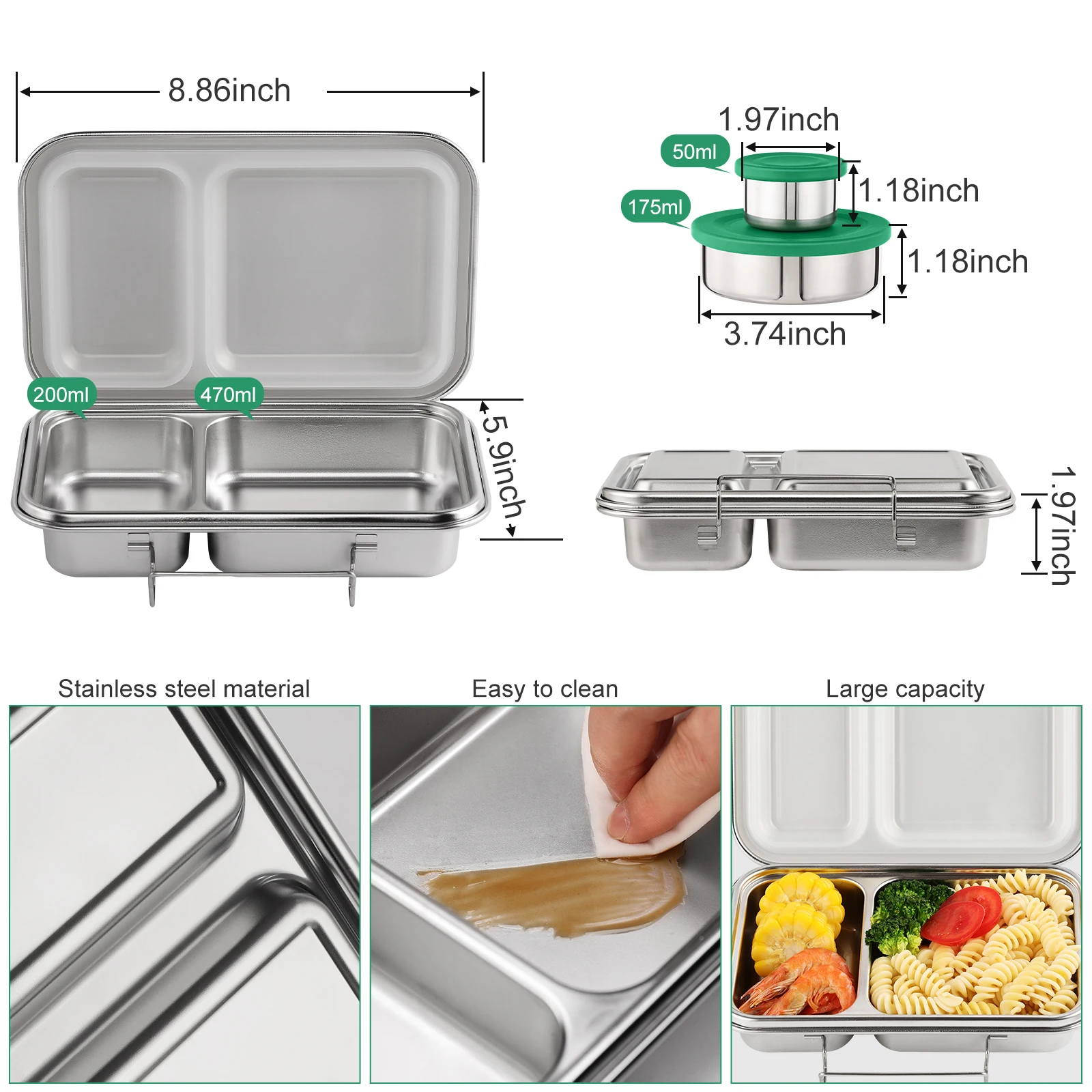 Aohea American Style Rectangular Stainless Steel Bento Lunch Box Wholesale Sealed Lunch Box for Adults and Kids supplier