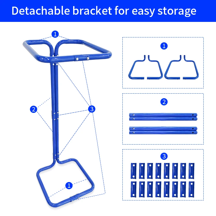JH-Mech Garbage Bag Holder Outdoor Garbage Bin Multi-Use Blue Powder Coating Steel Trash Bag Holder