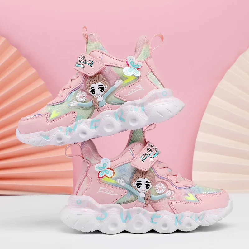 
 Лидер продаж; Детские зимние кроссовки из искусственной кожи с рисунком  