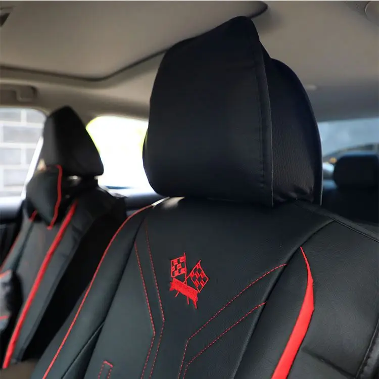 Универсальные аксессуары для интерьера автомобиля, роскошный эластичный Износостойкий чехол из искусственной кожи премиум-класса для автомобильного сиденья с подушками на подголовник