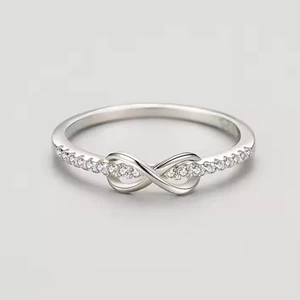 Customized High Quality 925 Sterling Silver Wedding Rings Cute Couple Love Design Inlaid Zircon Delicate Bowknot Women Jewelry