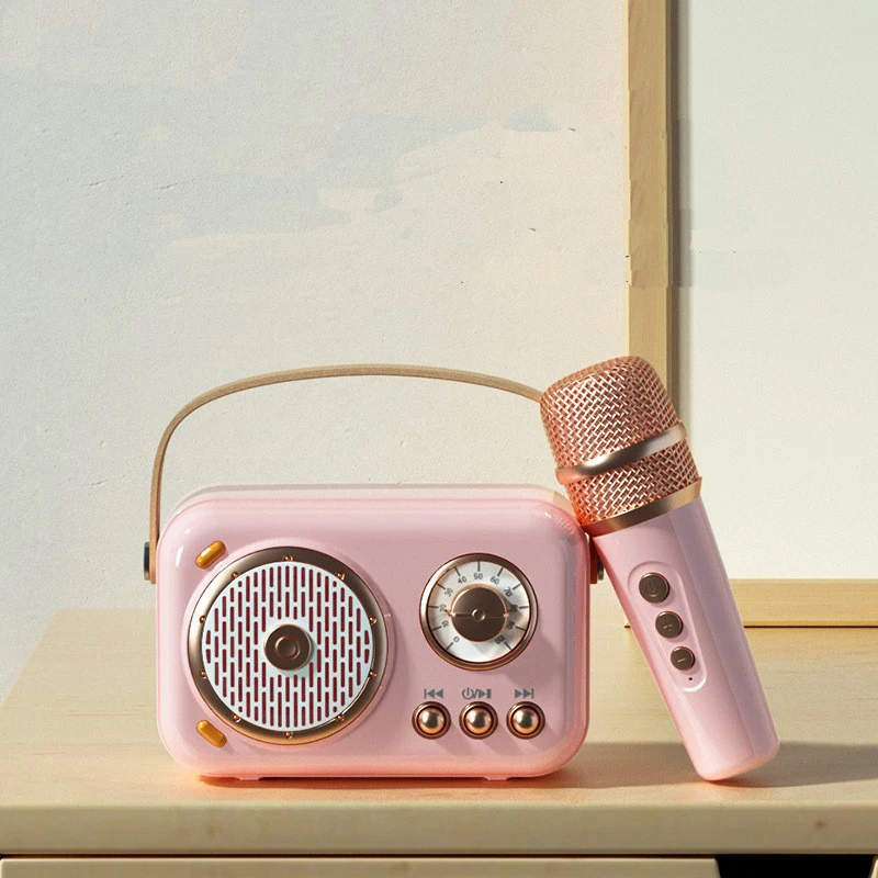 Mini Karaoke Machine, Portable Bluetooth Speaker Set With 2