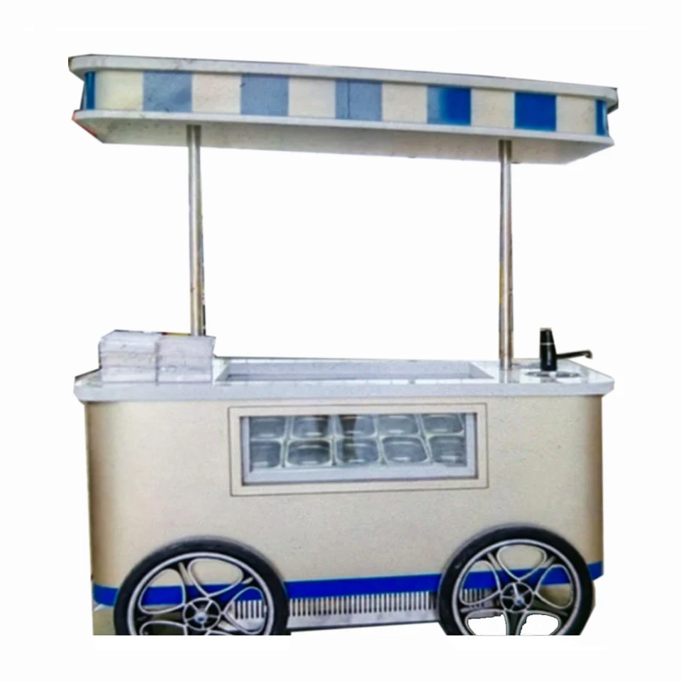 Kolice Street Italian Gelato Mobile Push Popsicle Showcase Freezers Bicycle Ice Cream Vending Cart for Sale