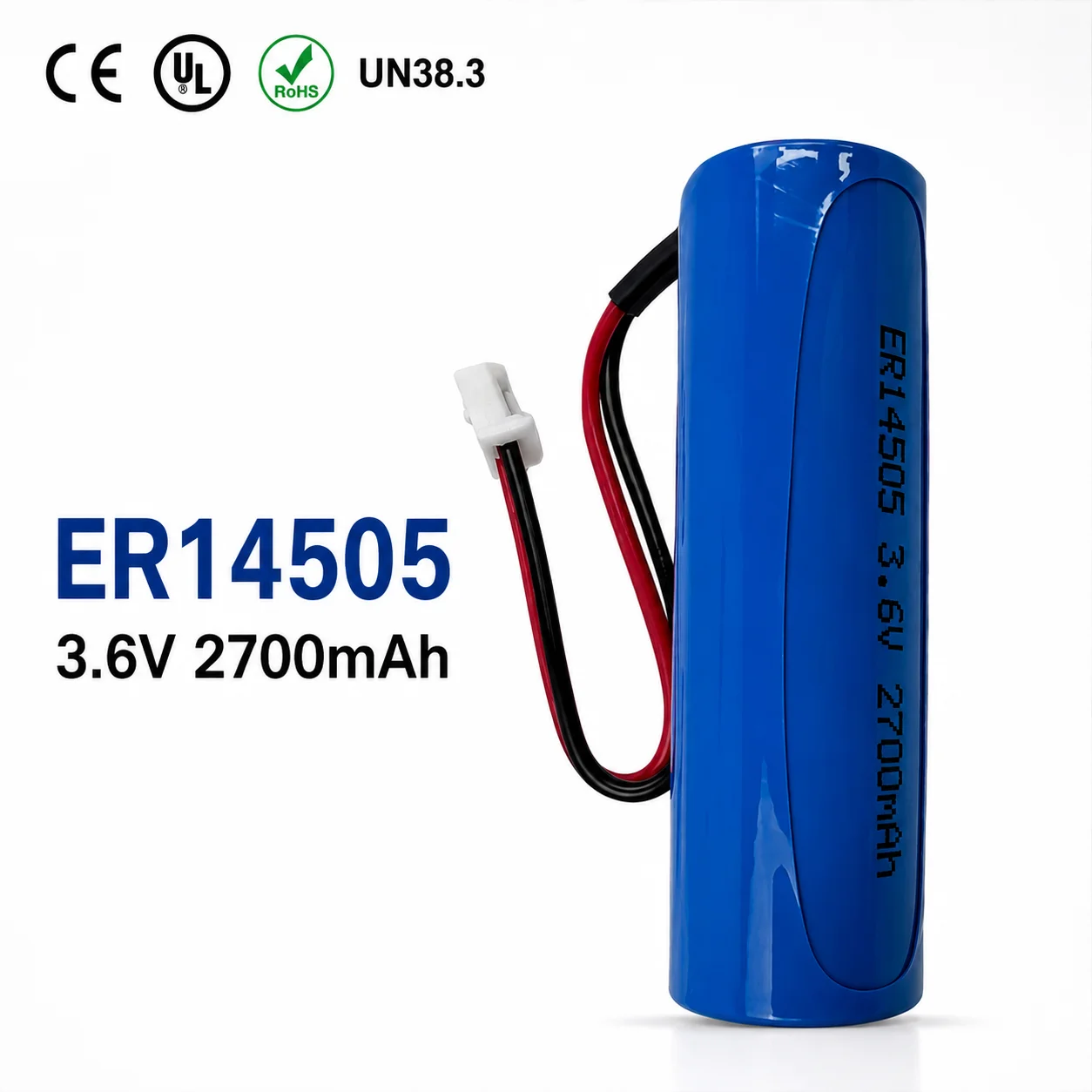 ER14505 3.6V 2700mAh Li-SOCl2 Battery AA Size Low Self Discharge Wide Temperature Support JST Connector PCB Customization ODM