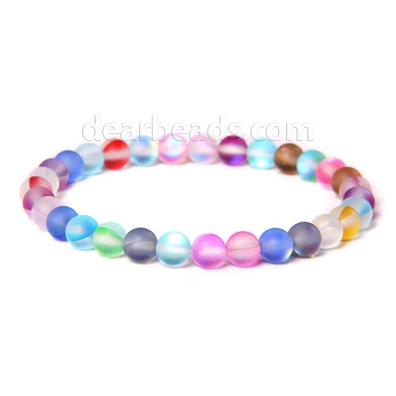 Multi Colors Matte Mystic Aura Quartz Beaded Bracelet Crystal Beads for Jewelry Making 6mm 8mm 10mm