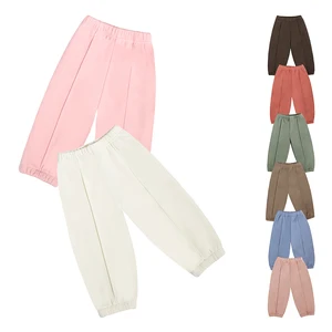 Low Price Kids Clothing Custom Embroidery Children Pants Solid Color Kids Girl Pantaloons