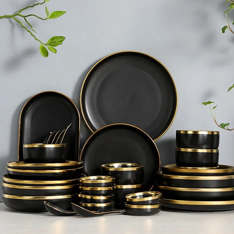 Modernes Vintage Goldrand Porzellan Oder Keramik Essgeschirr-set Wayfair Glasierte Italienische Rustikale Keramik Geschirrsets Tafelservice