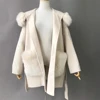 ivory white with fur pocket