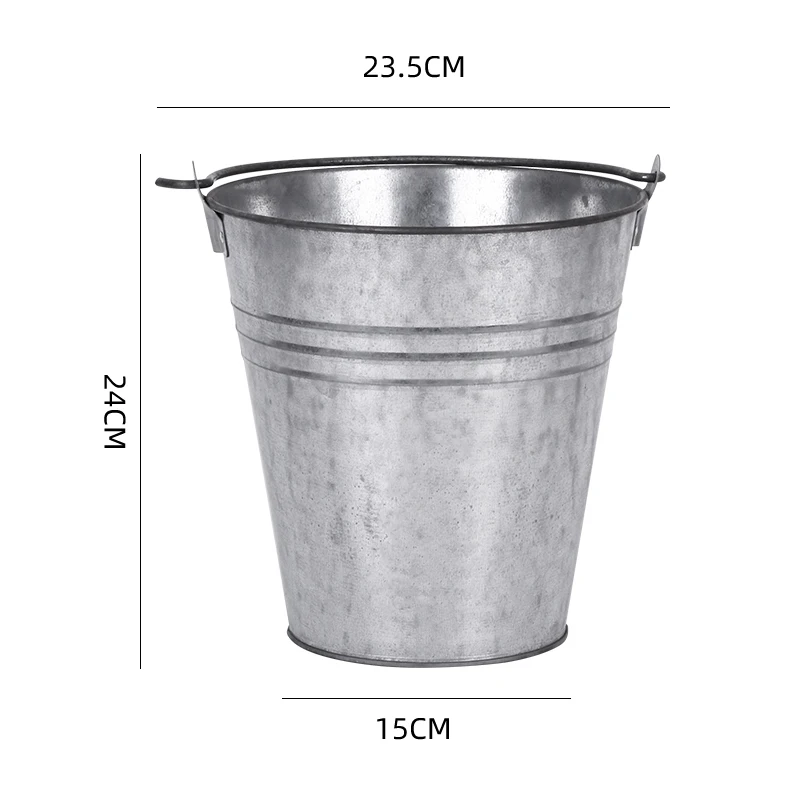 Hot Sale Custom Made Farmhouse Large Pegs Bucket Galvanized Metal Storage Bucket Household Ice Bucket