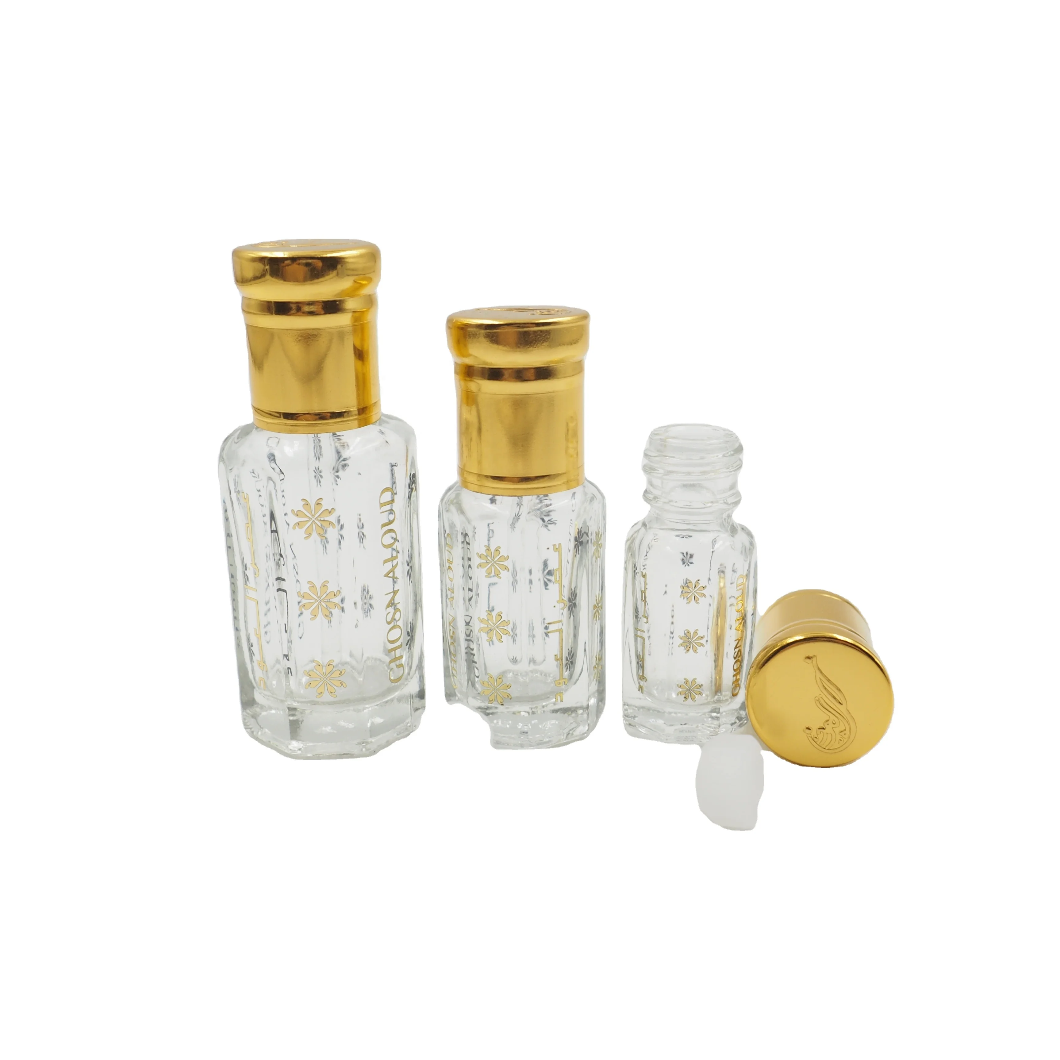3ml 6ml 12ml Gold Hot Stamping logo Empty Roll on Toli Bottle Glass for Perfume Oil