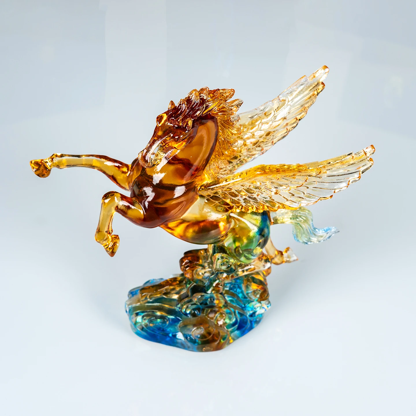 product small bridge decoration crafts enterprise annual contribution award 3d horse colored glaze crystal trophy award for gifts-9