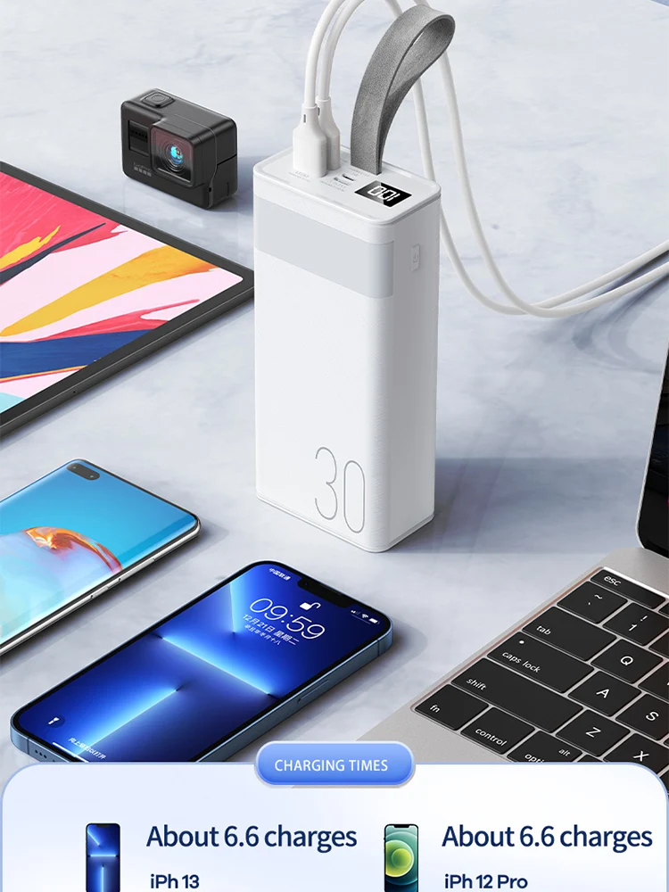 Remax Outdoor Power Bank 30000mah Rpp-320 Large Capacity Pd20w Qc22.5w ...