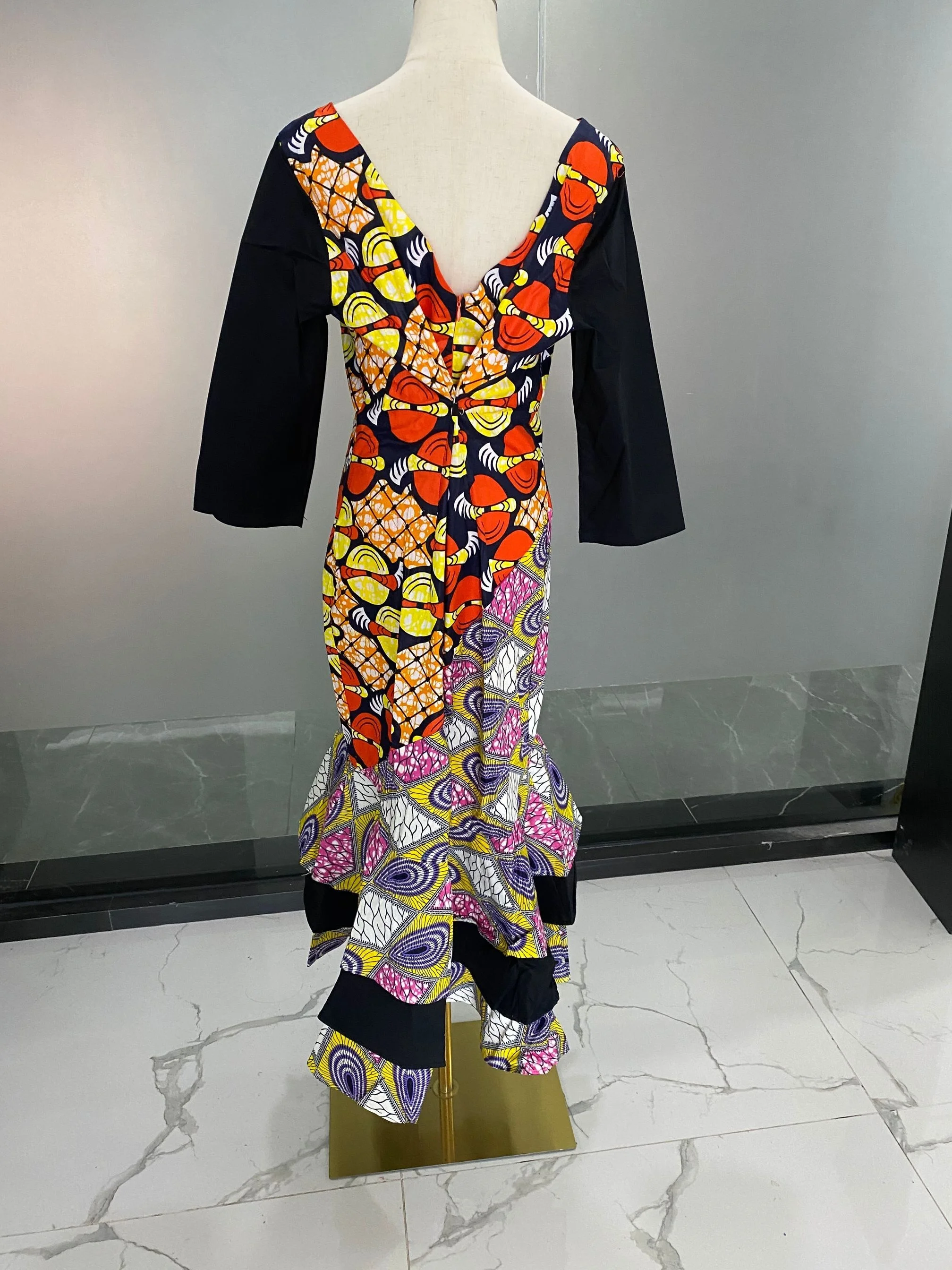 African Women's Garment Cotton Dress Slim-fit Spot Cotton Batik Dress ...