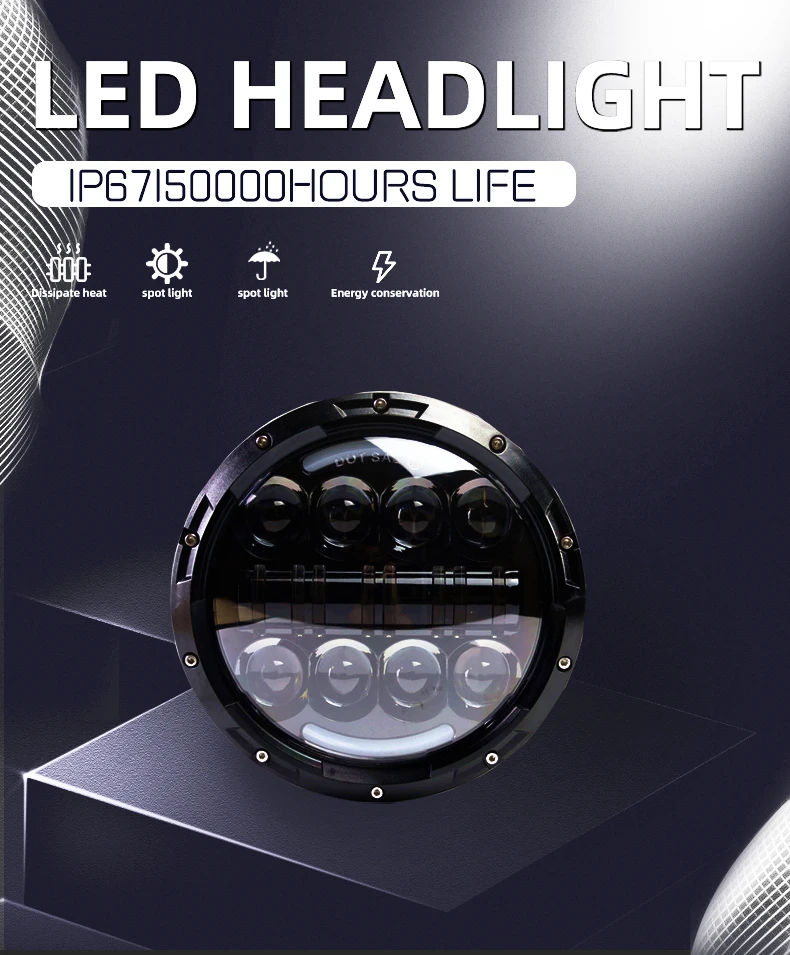 product tiypeor 7inch 60w universal round motorcycle drl headlight super bright car auxiliary fog light-2