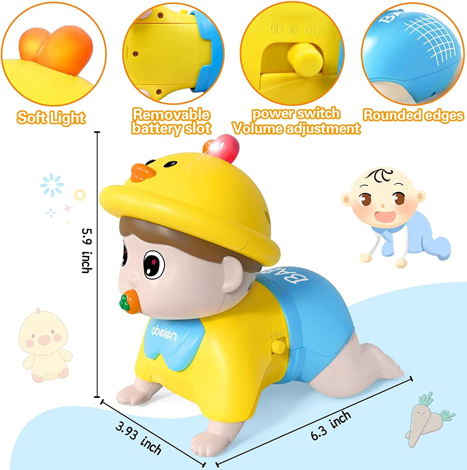 New Infant Crawling Toy Electric Crawl Doll Toys Toddlers Learning ...