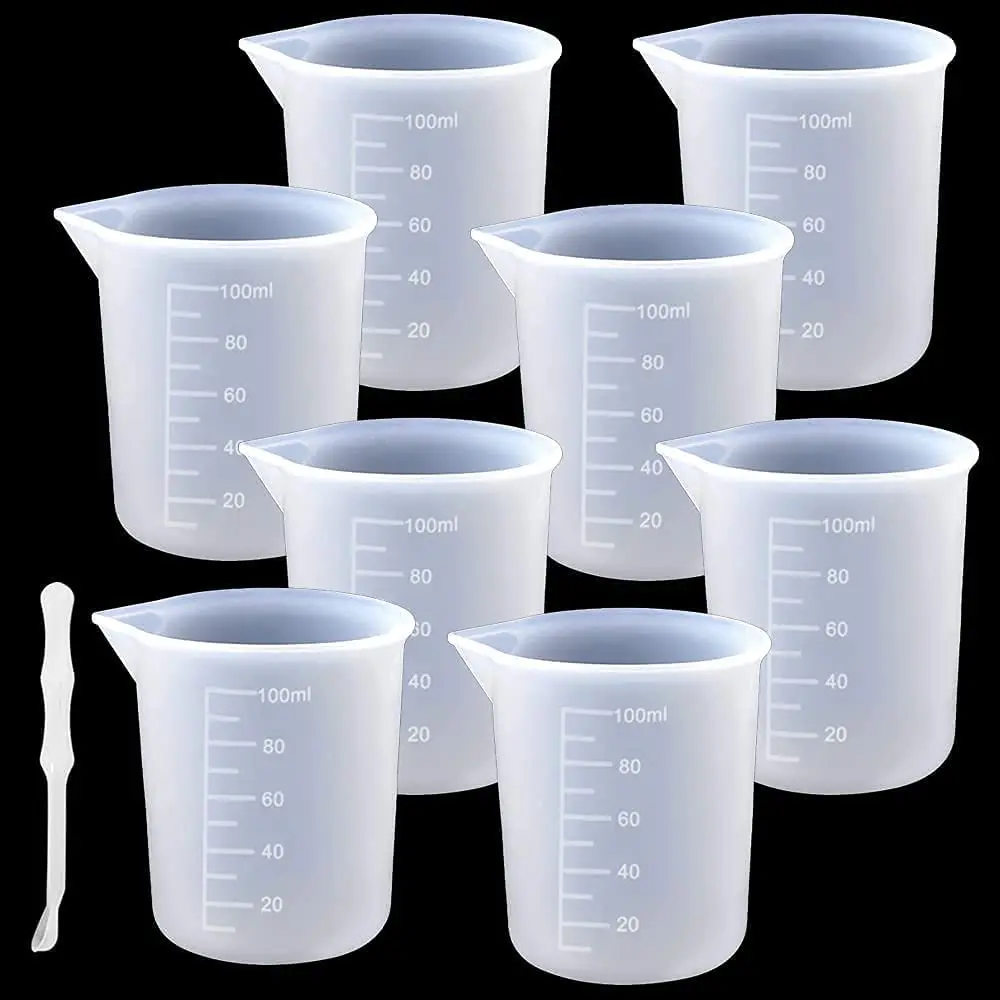 100 ML Plastic Graduated Measuring Cup Liquid Container Epoxy Resin  Silicone Making Tool Transparent Mixing Cup