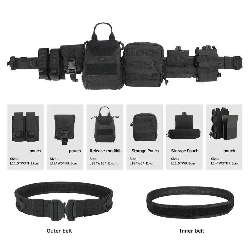 Tactical Waist Bag Comfort Tactical Belt with Pouches Hunting Equipment Polyester Wallet Waterproof Outdoor Tactical Bag Pack
