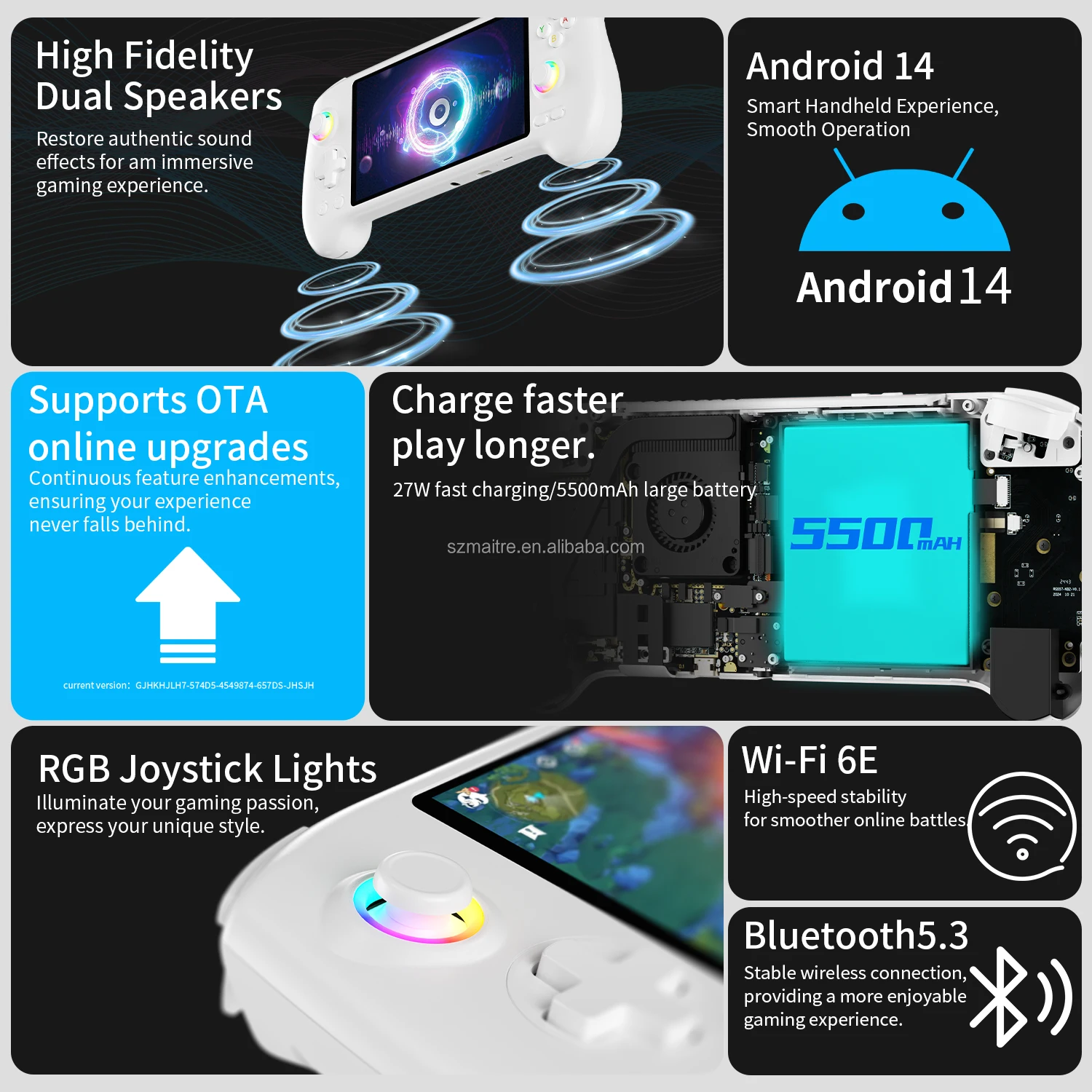 Anbernic RG557 携帯型ビデオゲーム機 256GB Android 14 ゲーム機 5.48 