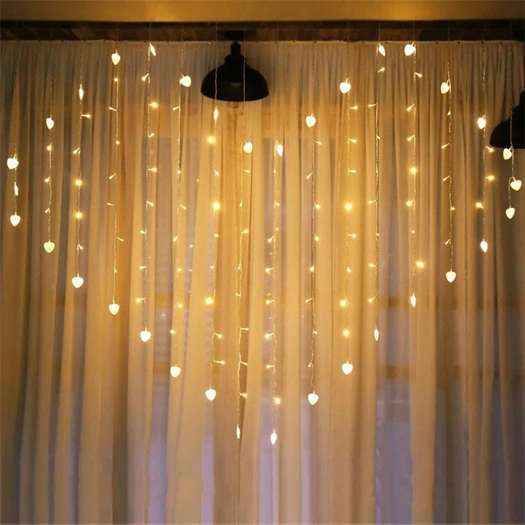 Led Heart Shape Curtain String Light Christmas Fairy Lights For Wedding  Valentine Tv Background Wall Decoration - Buy Chrismas Curtain Light,Fairy  Lights Curtain,Led Window Curtain String Light Product on 