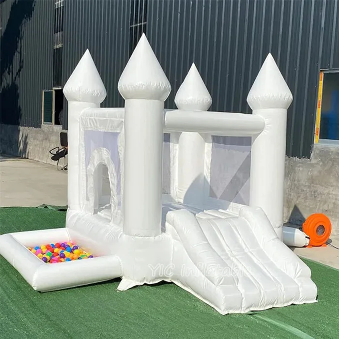 Mini Inflatable White Wedding Bounce House Jumping Bouncy Castle With ...