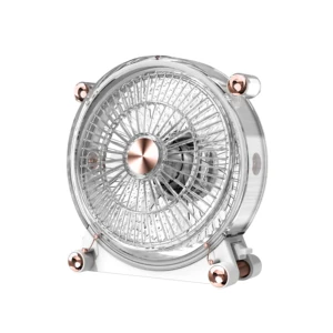USB Rechargeable Portable Fan 2000mah Transparent Desktop Table Fan Low Noise 360 Degree Three Wind Speed