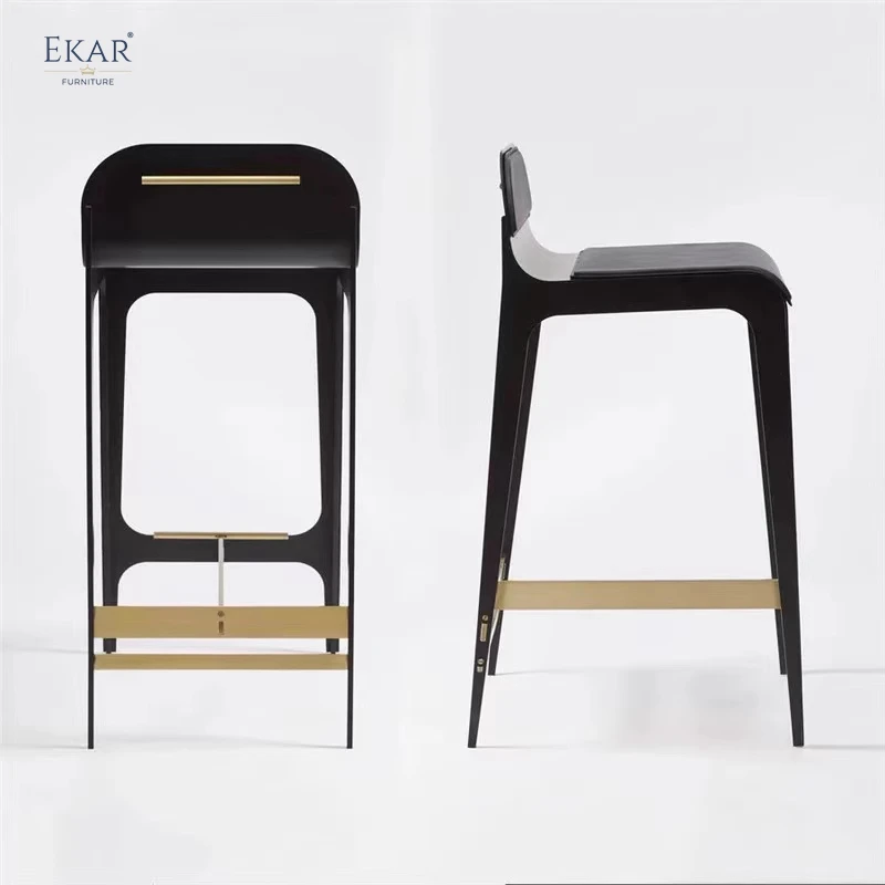 Stock Big Sale Modern genuine leather 304 stainless steel bar counter bar chair designer restaurant bar stools details