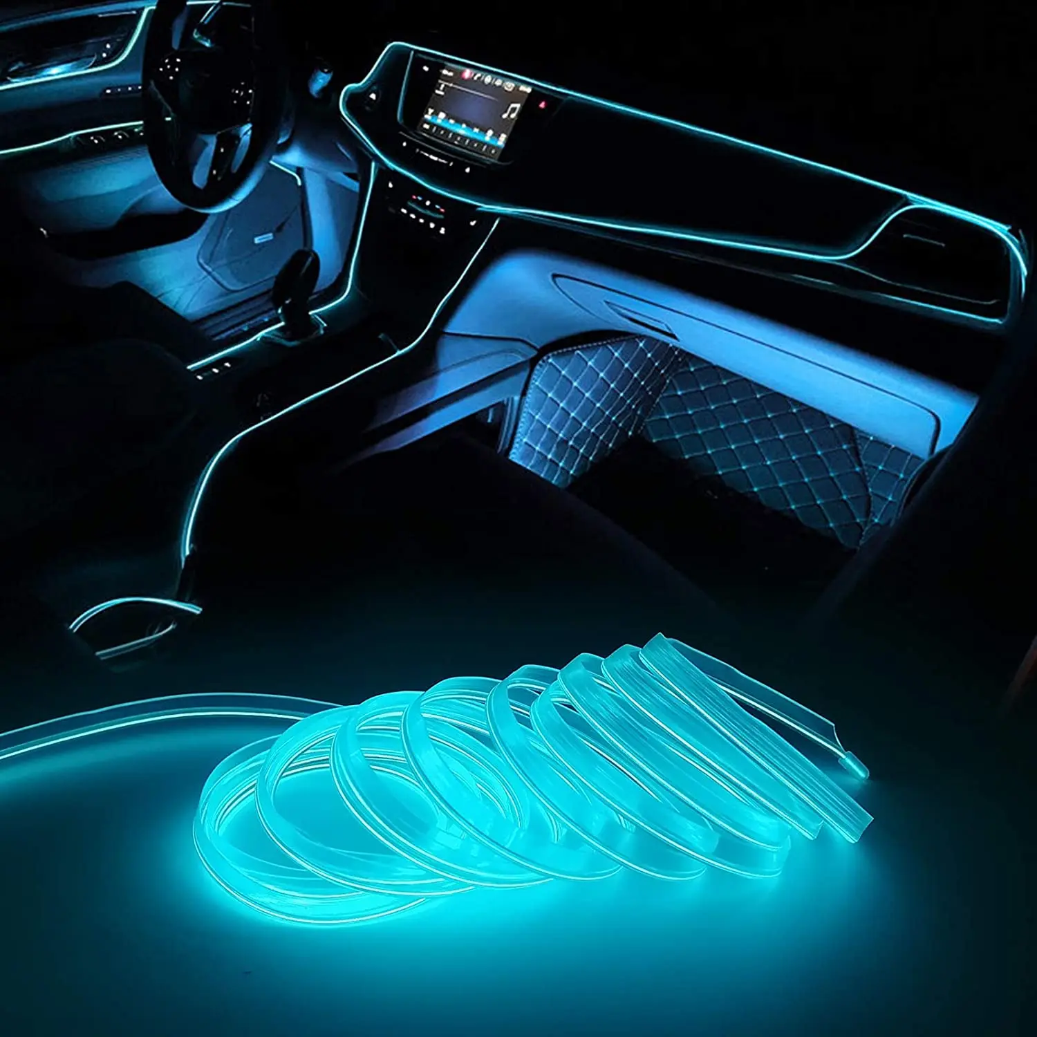12V LED EL Draht Auto Innenraum Atmosphäre Neon Schnur Streifen Lichter  Seil Röhrenlampe