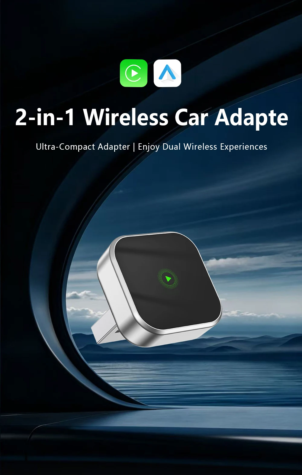 Automatic Connection Wireless CarPlay Adapter - 2 in 1 Plug and Play Smart Box for Cars