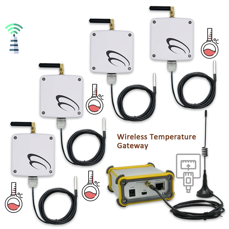 4 Sets Wireless Temperature Sensor Iot Waterproof Wireless Temperature ...