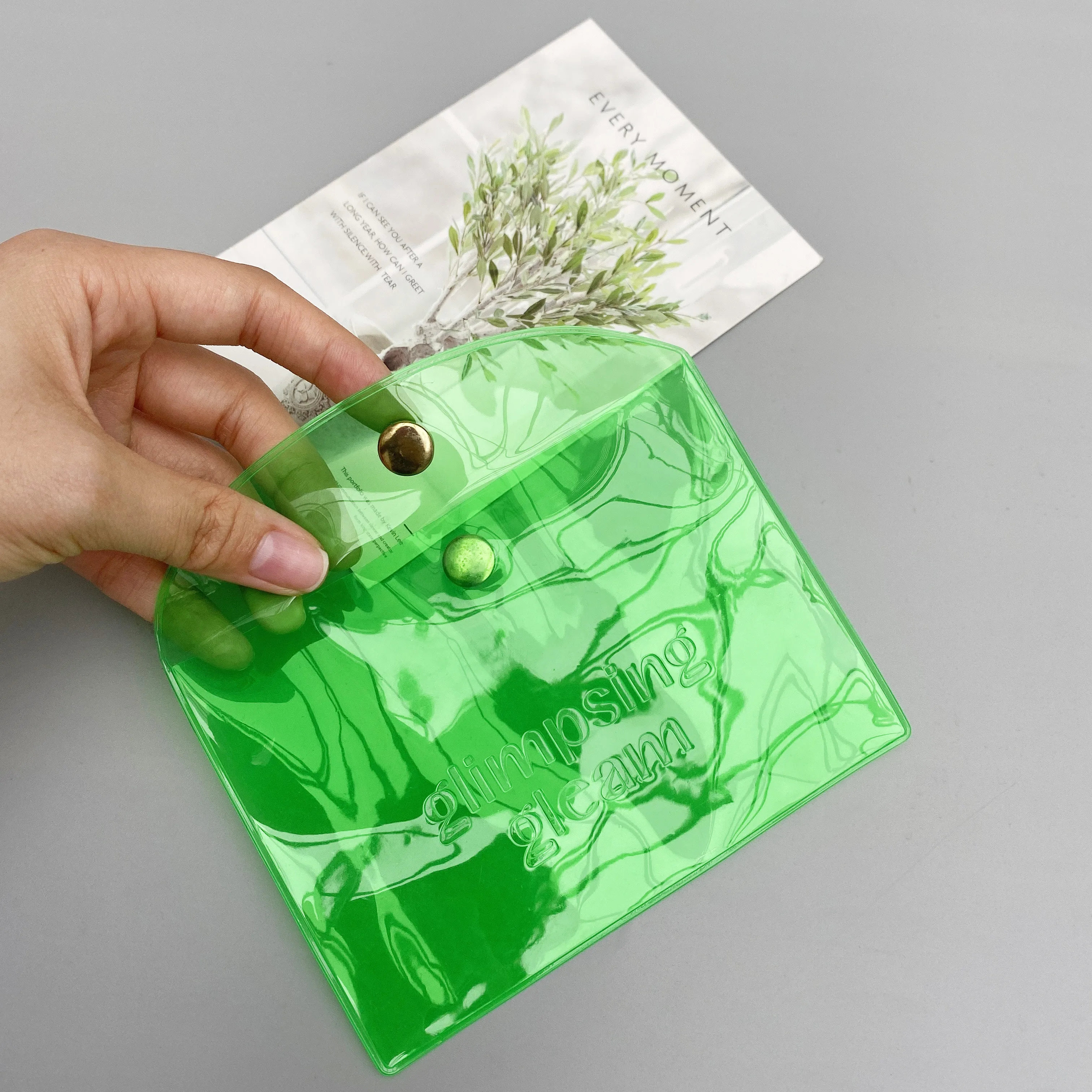 Bulk Custom Clear Colored PVC Resealable Vinyl Snap Button Snap Closure Plastic PVC Clear Bags