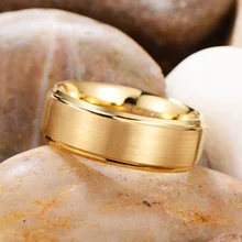 Ready Ship 8mm Tungsten Carbide Wedding Band 18K Gold/Silver Matte Brushed Comfort Fit Ring Classic Style for Engagement Party