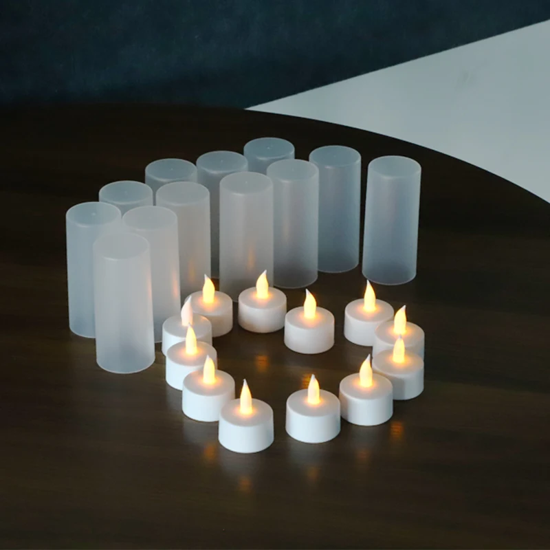 12pcs Remote Control Flickering Flameless Rechargeable Led Tea Light