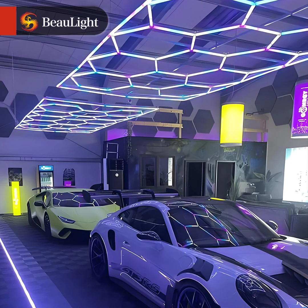 Garaj için Led Işıkları Market Mağaza İşyeri Işıkları Led Işıkları Çok parlak Büyük Altıgen Işık Anti Glare