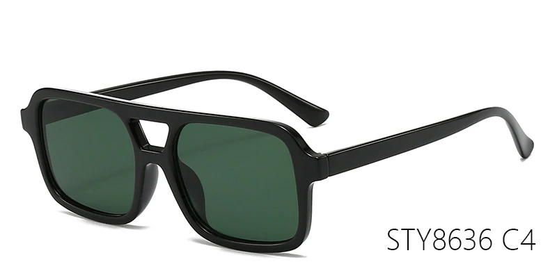 STY8636 ヴィンテージスクエアフレームサングラス 男女兼用 UV400レンズ