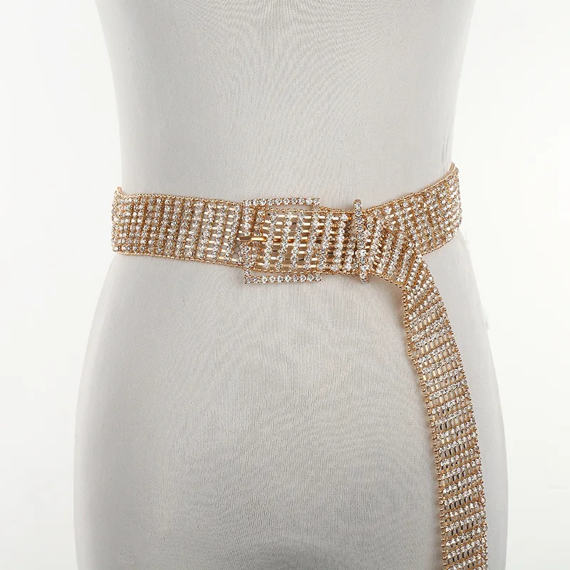 High Quality Inner Width 40mm Customized Fashion Fancy Luxury Rhinestone Diamond Crystal Chain Belt