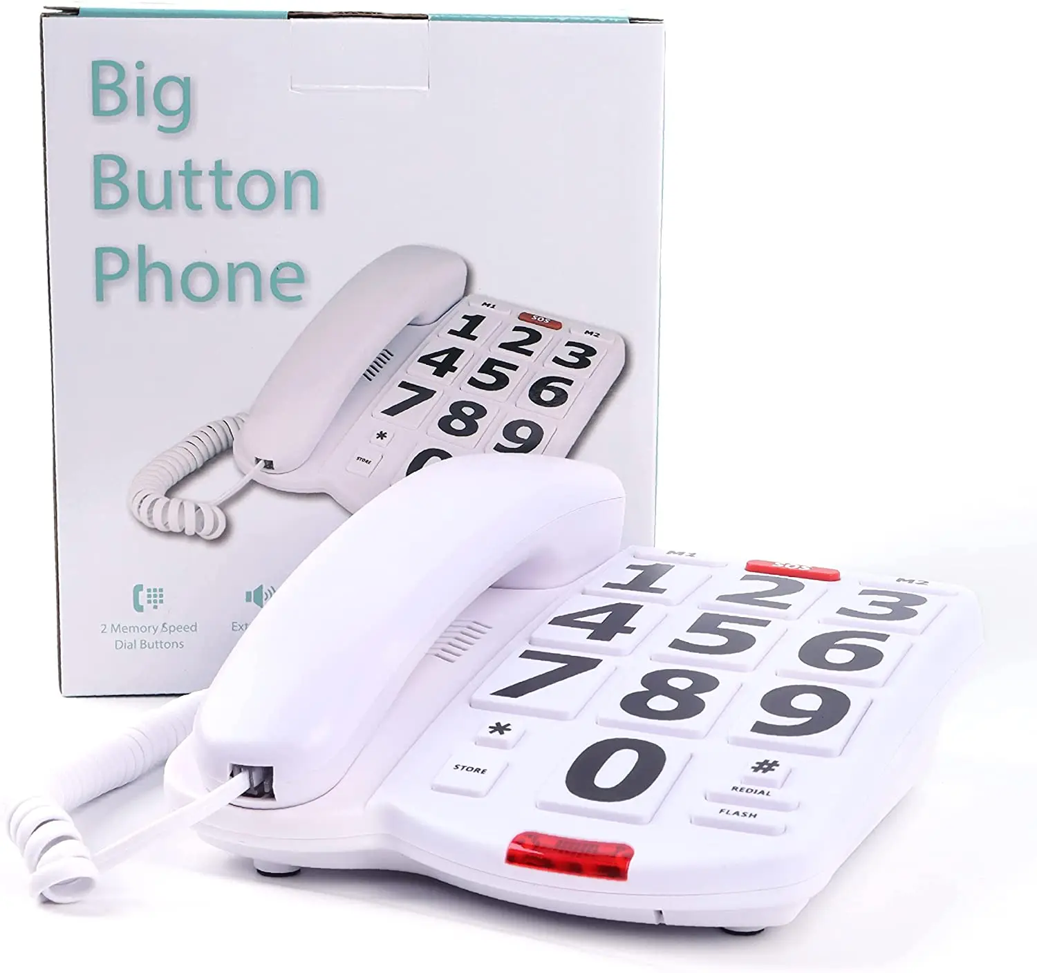 Big Buttons Home Phone For Office Large Number Landline Corded Telephone 