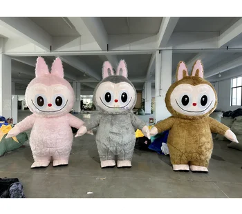 High Quality Wholesale plush inflatable labubu rabbit mascot costume cartoon character labubu mascot suit for adults