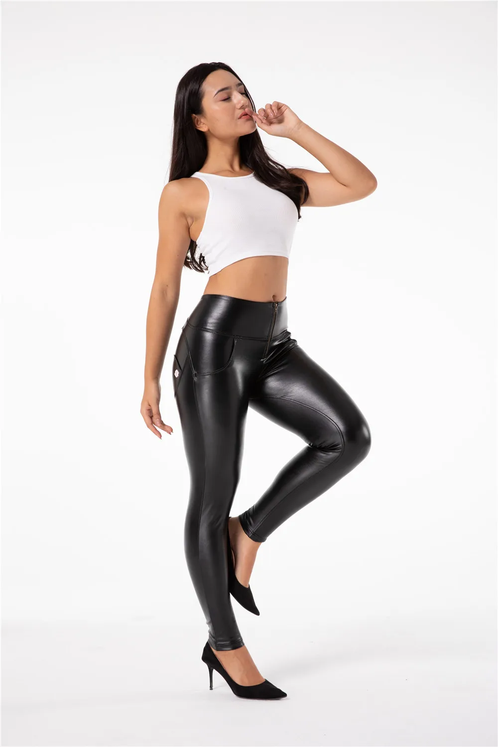 Butt Lifting Faux Latex Leggings 