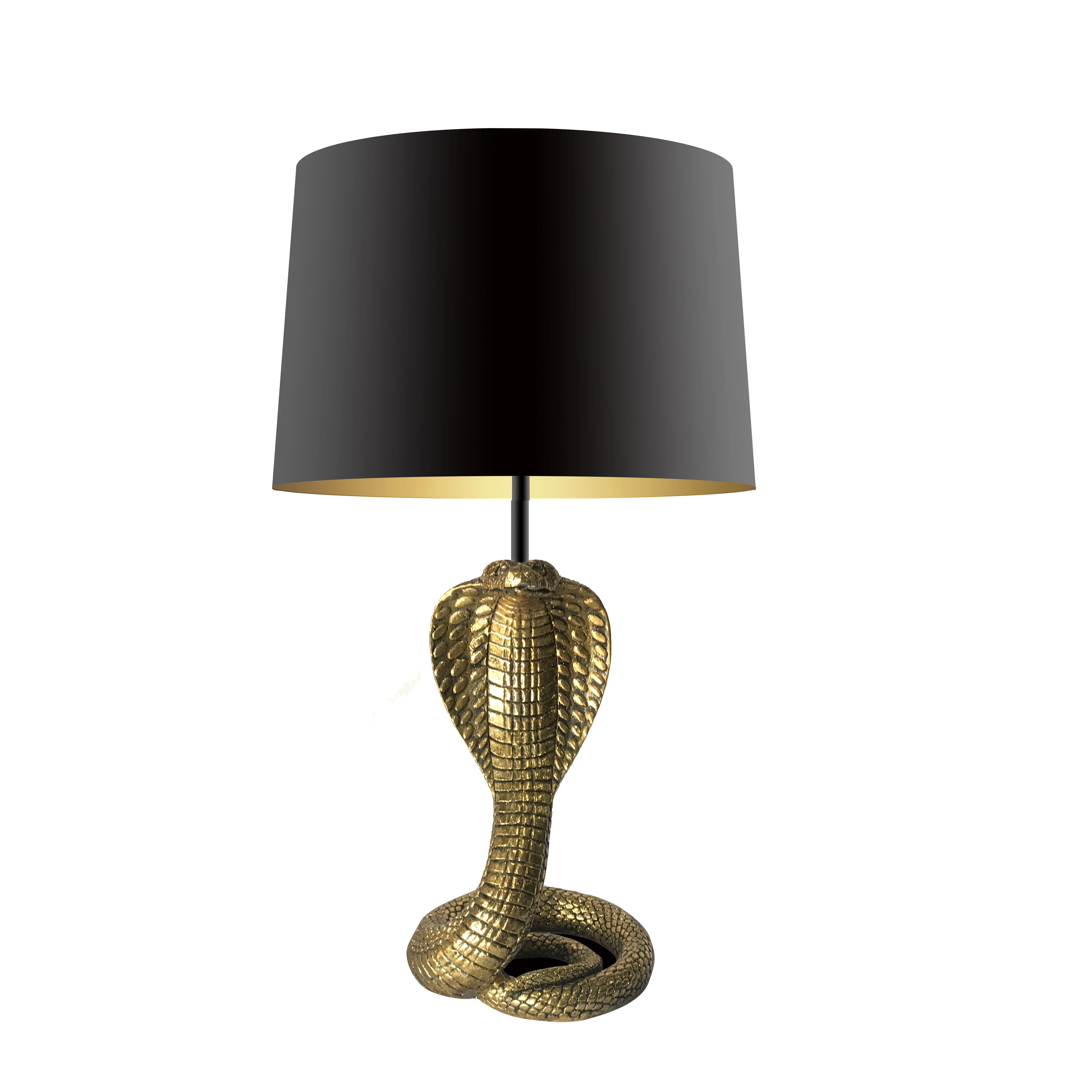 unique et magnifique or animal résine serpent lampe de table ombre noir  vintage vente chaude décor à la maison lampe de bureau créatif