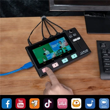 FEELWORLD L2 PLUS 5.5" LCD Touch Screen PTZ Control Chroma Key USB3.0 Multi-camera Video Mixer Switcher for Live Streaming detail image