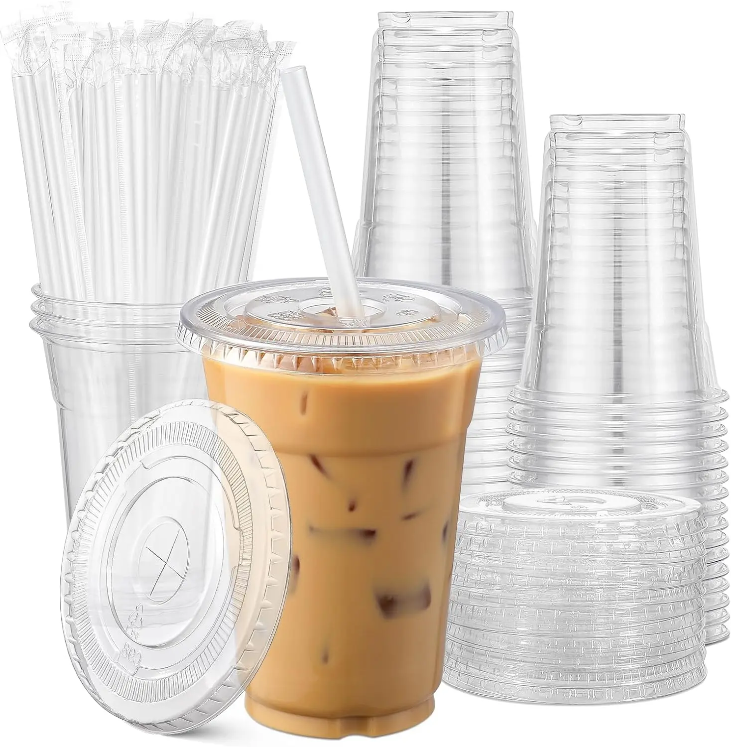 Disposable Plastic Cups Wholesale take away  16oz 500ml Disposable PET Plastic Coffee Cups